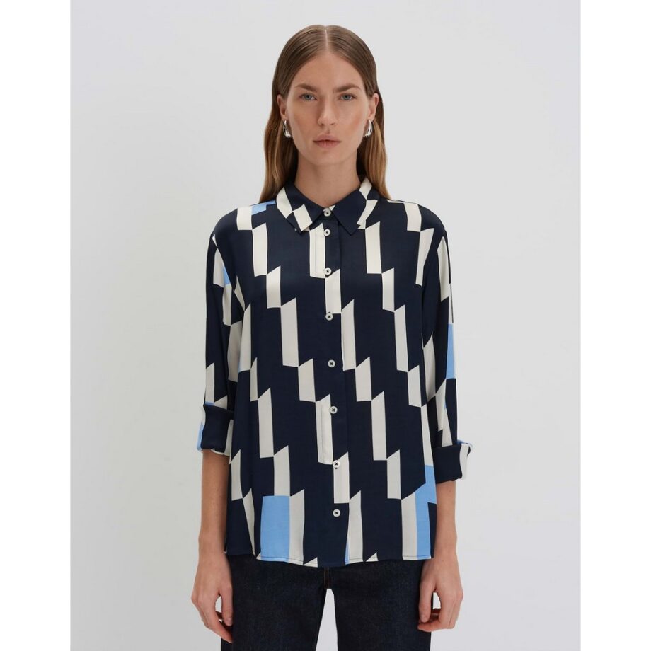 Someday Printbluse ZINNOVA Loose in Satin Optik ocean Pre-Spring