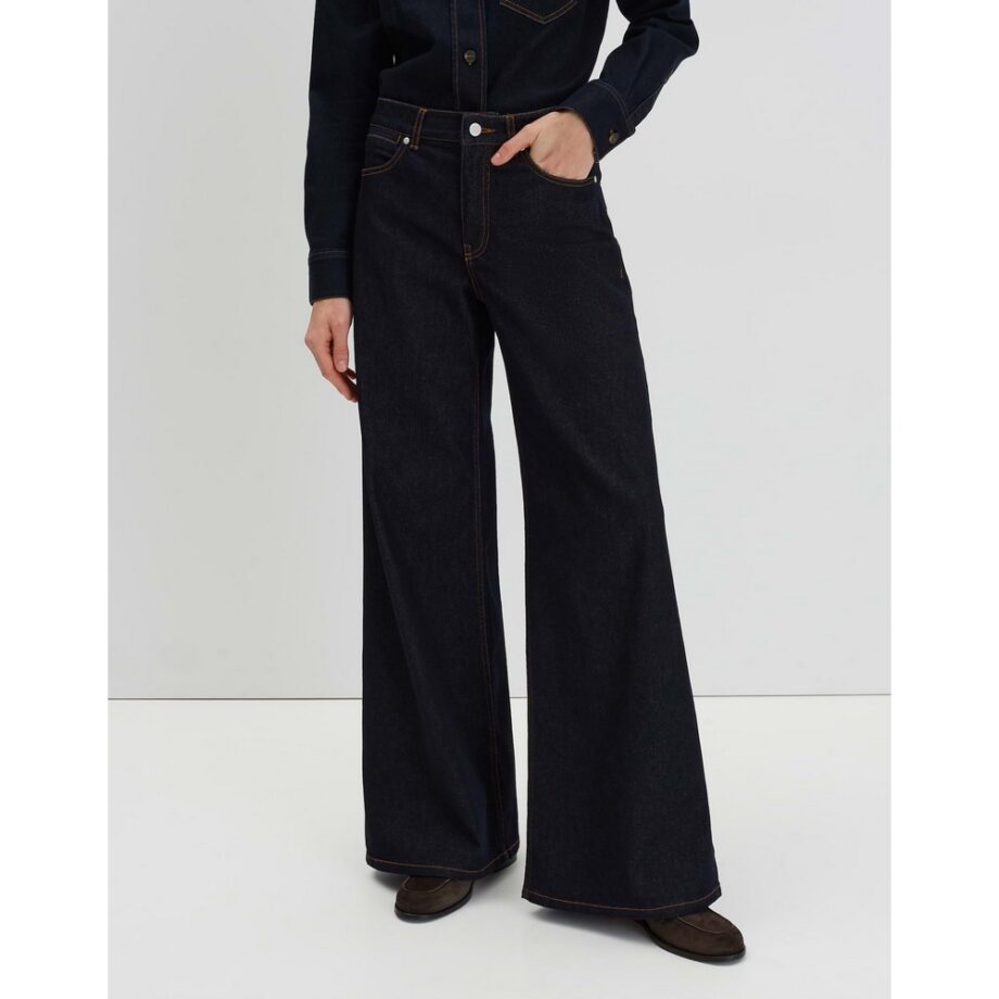 Someday Extra Wide Leg Jeans CELLMA PALAZZO Mid Rise aus BCI Cotton Mix dark rinsed blue