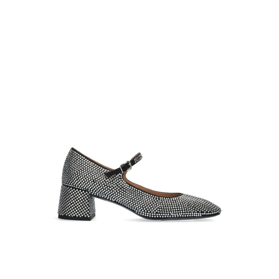 Bibi Lou CARDIFF PUMP 50 Riemchenpumps Mary Jane mit Strass schwarz