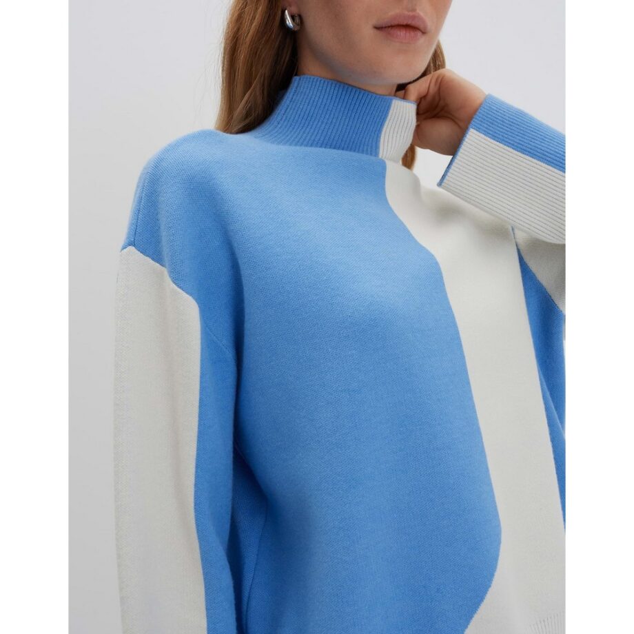Someday Pre-Spring  Strickpullover TAMIELA Loose mit Color Blocking azure blue