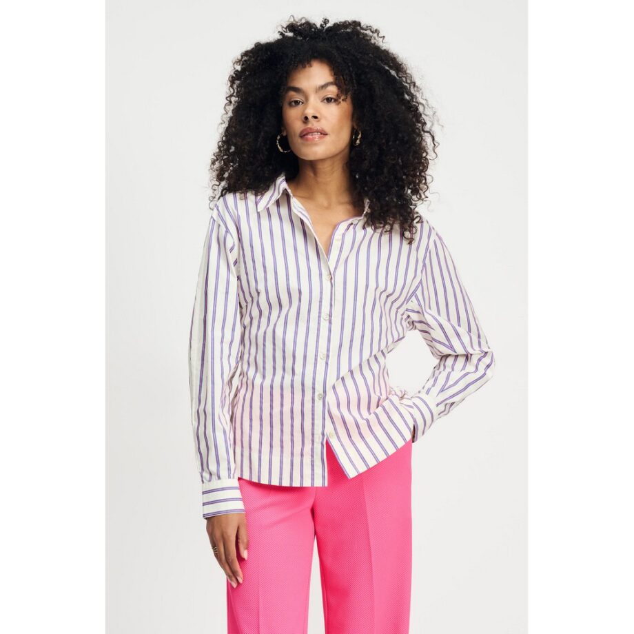 Pom Amsterdam SP9041 Bluse BLOUSE - Striped Poplin Cream