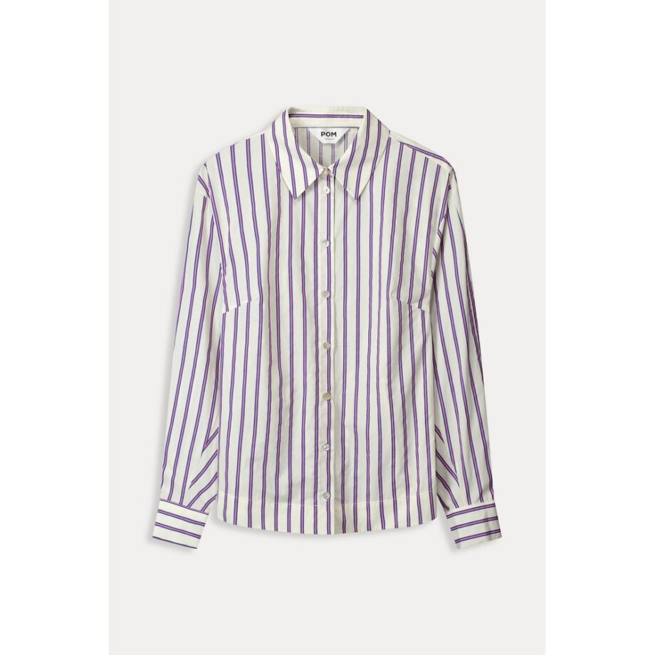 Pom Amsterdam SP9041 Bluse BLOUSE - Striped Poplin Cream