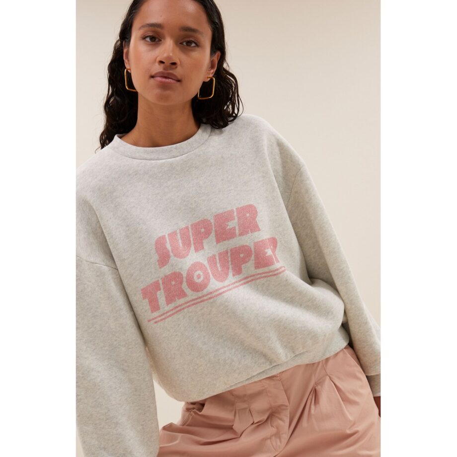 By-bar Amsterdam bibi trouper sweater light grey meliert