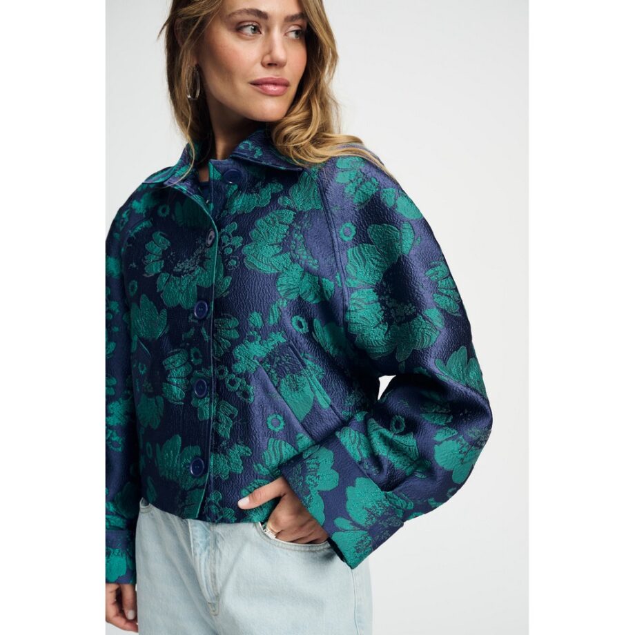 Pom Amsterdam SP9061 Jacke JACKET - Floral Jacquard Fresh Blue