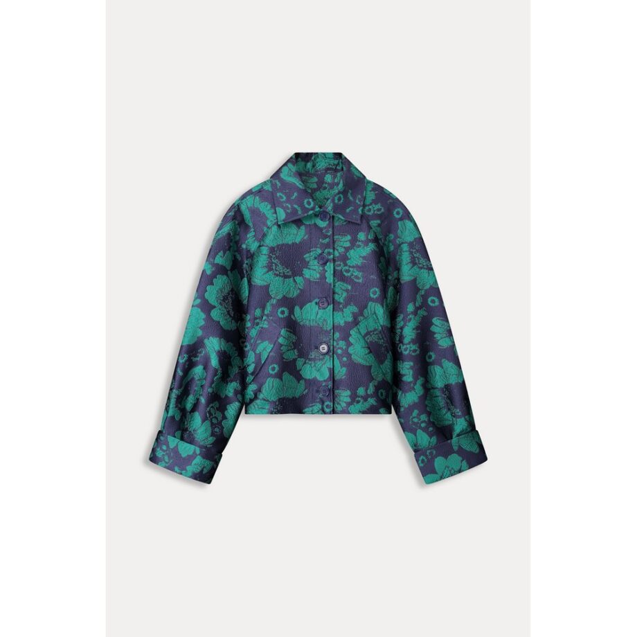 Pom Amsterdam SP9061 Jacke JACKET - Floral Jacquard Fresh Blue