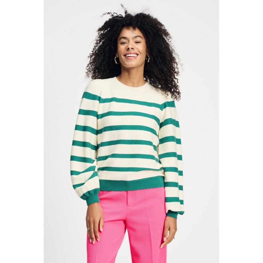 Pom Amsterdam SP9055 PULLOVER - Striped Fresh Green