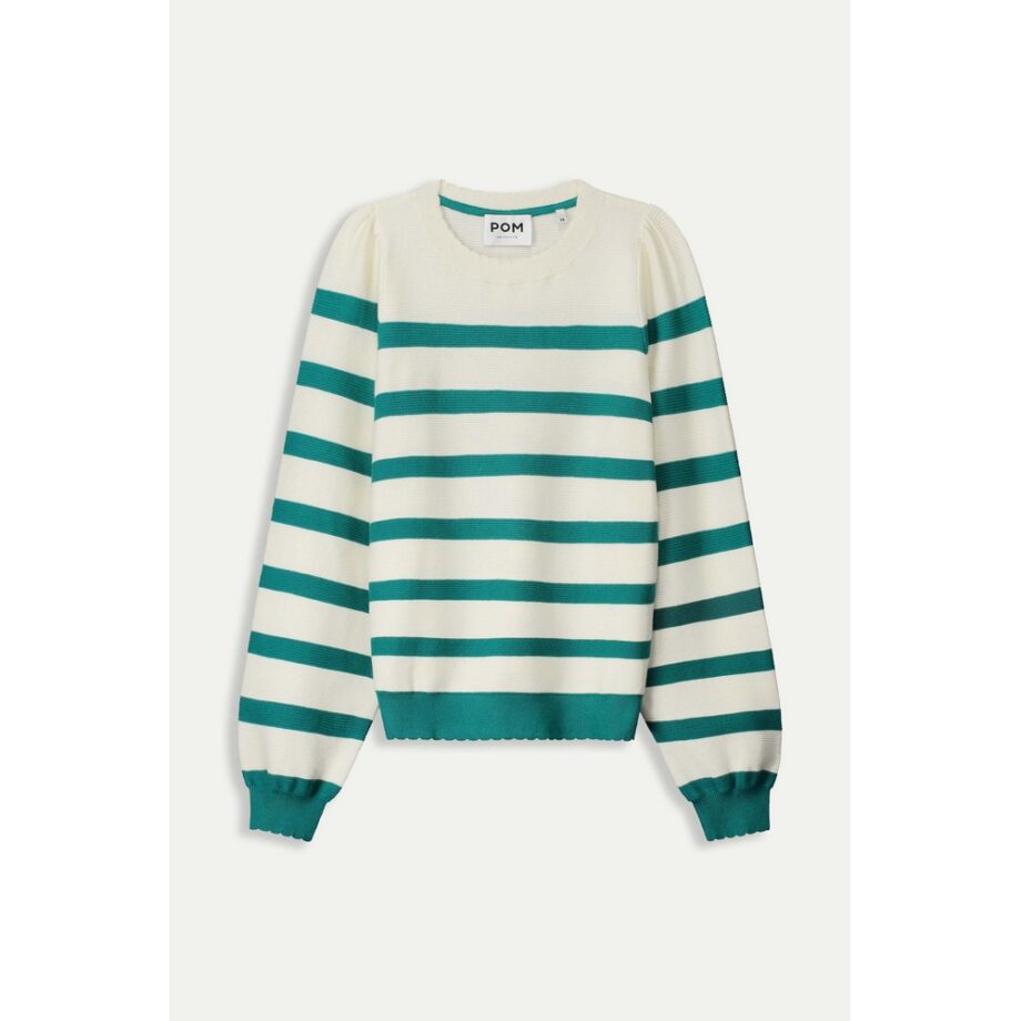 Pom Amsterdam SP9055 PULLOVER - Striped Fresh Green