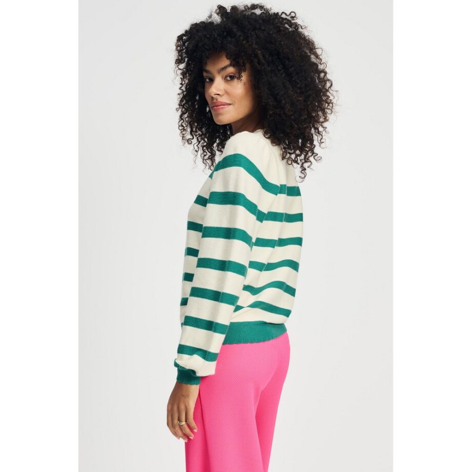 Pom Amsterdam SP9055 PULLOVER - Striped Fresh Green