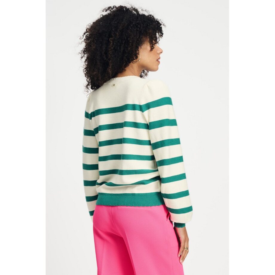 Pom Amsterdam SP9055 PULLOVER - Striped Fresh Green