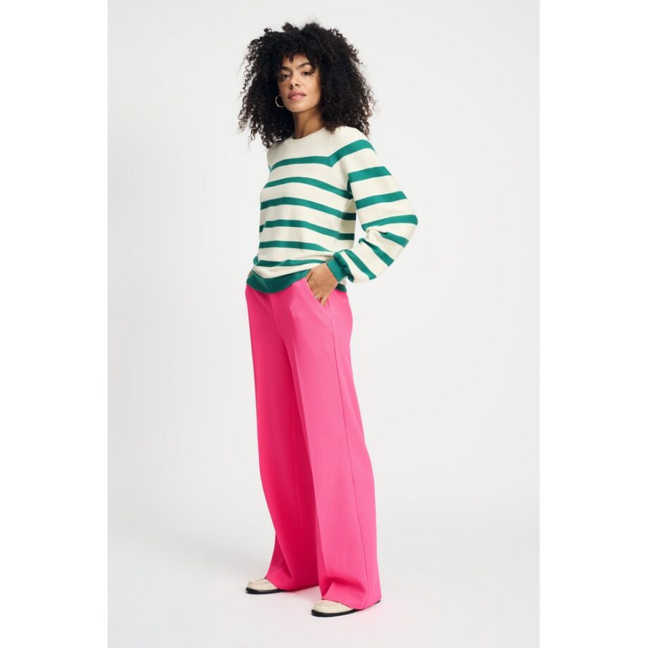 Pom Amsterdam SP9055 PULLOVER - Striped Fresh Green