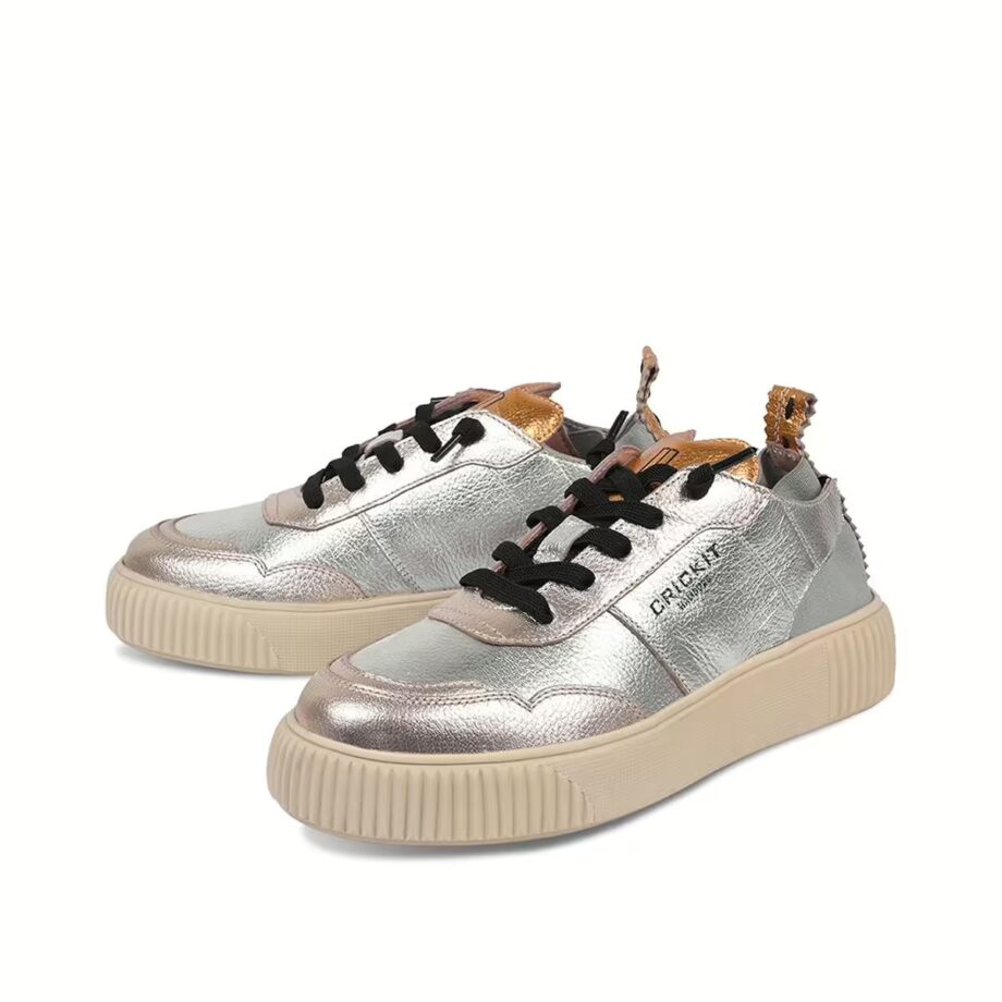 Crickit OAKLI Sneaker Turnschuh low mit Easy-In Metallic Silber mit Metallic Platin