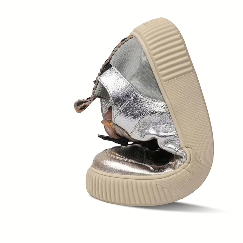 Crickit OAKLI Sneaker Turnschuh low mit Easy-In Metallic Silber mit Metallic Platin