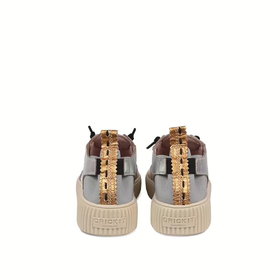 Crickit OAKLI Sneaker Turnschuh low mit Easy-In Metallic Silber mit Metallic Platin