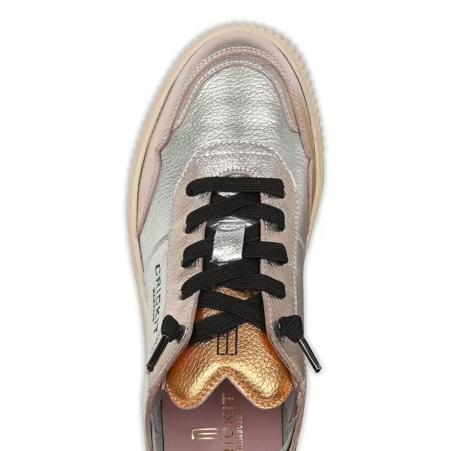 Crickit OAKLI Sneaker Turnschuh low mit Easy-In Metallic Silber mit Metallic Platin