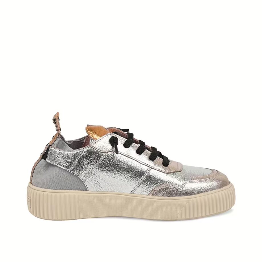 Crickit OAKLI Sneaker Turnschuh low mit Easy-In Metallic Silber mit Metallic Platin