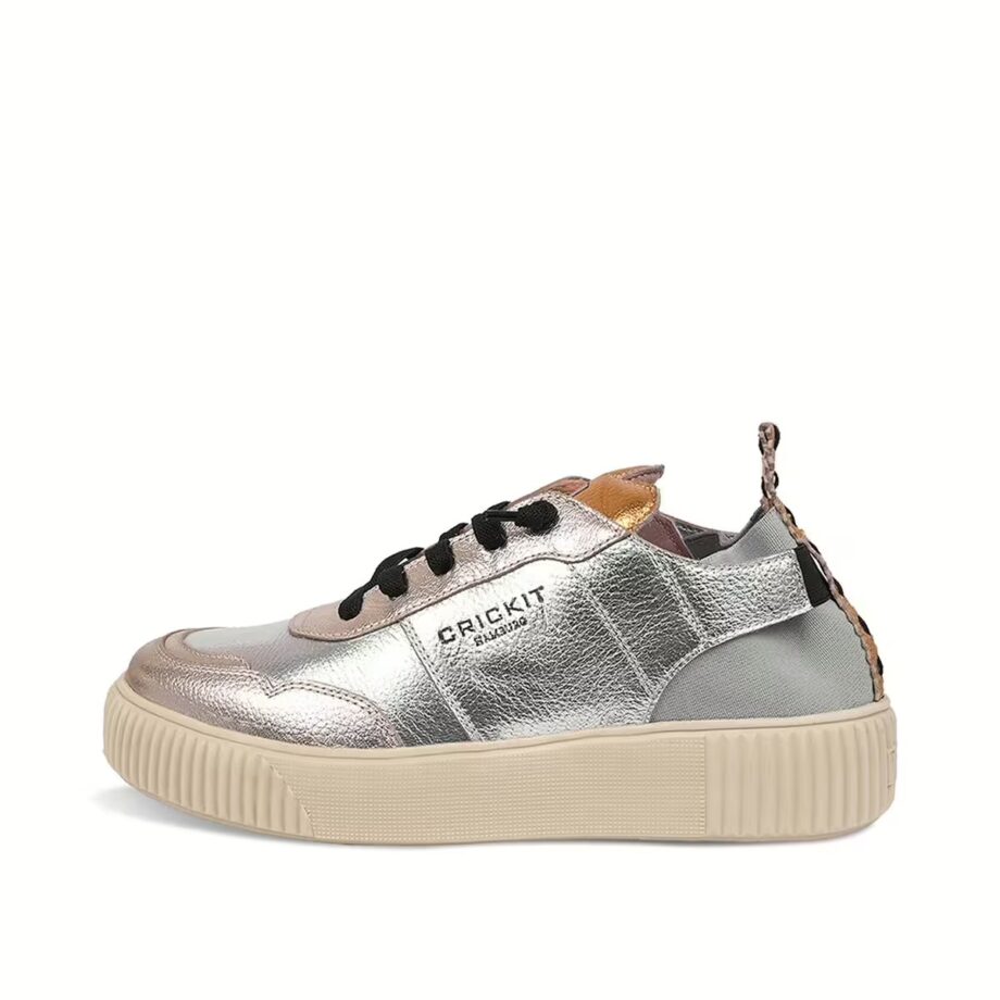 Crickit OAKLI Sneaker Turnschuh low mit Easy-In Metallic Silber mit Metallic Platin