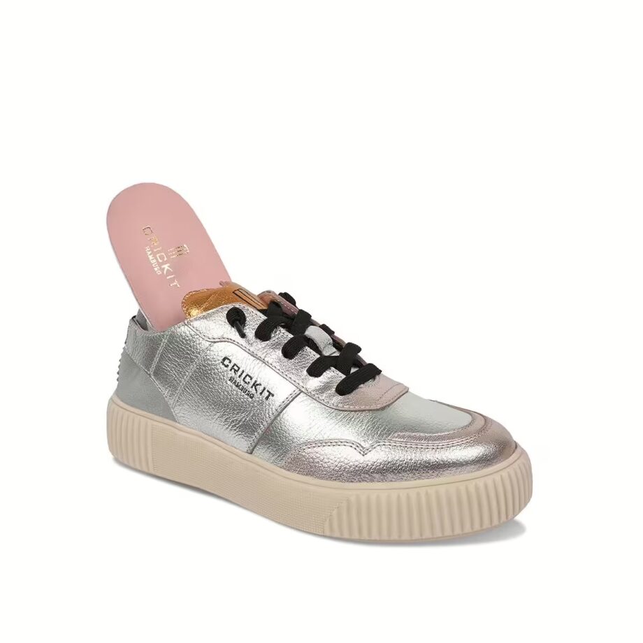 Crickit OAKLI Sneaker Turnschuh low mit Easy-In Metallic Silber mit Metallic Platin