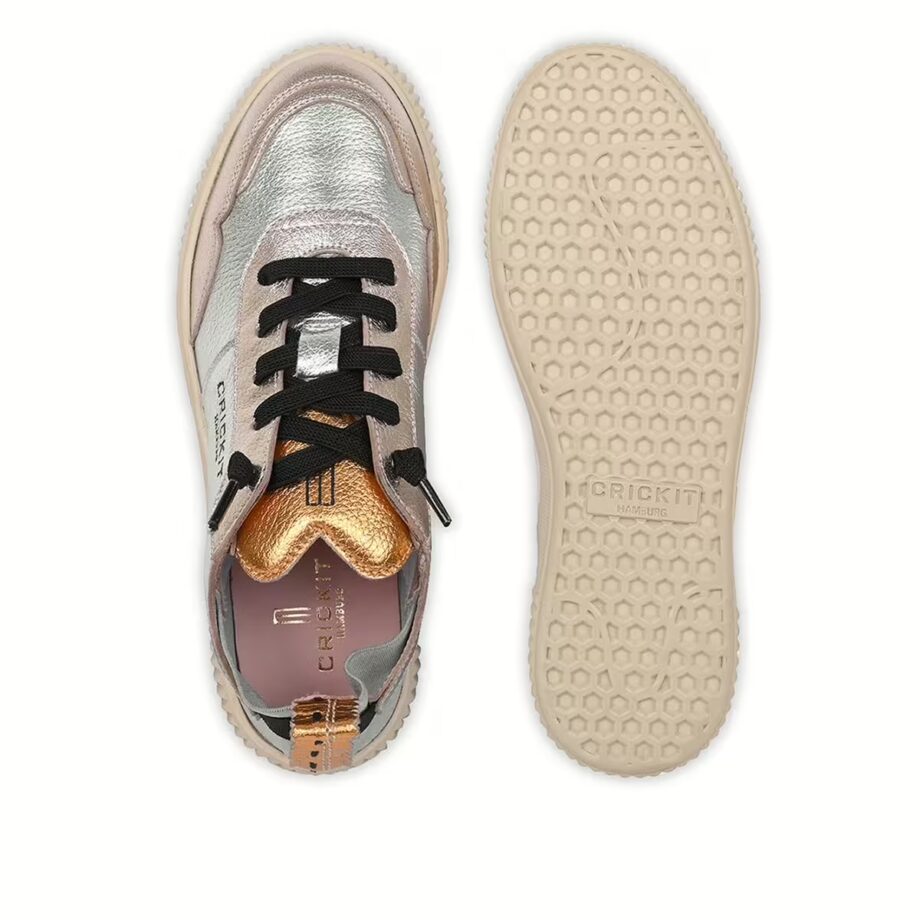 Crickit OAKLI Sneaker Turnschuh low mit Easy-In Metallic Silber mit Metallic Platin