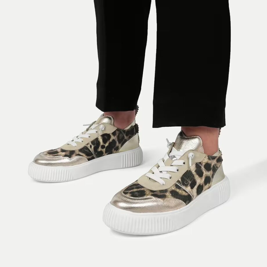 Crickit OAKLI Sneaker Turnschuh low mit Easy-In Leo mit Metallic Platin