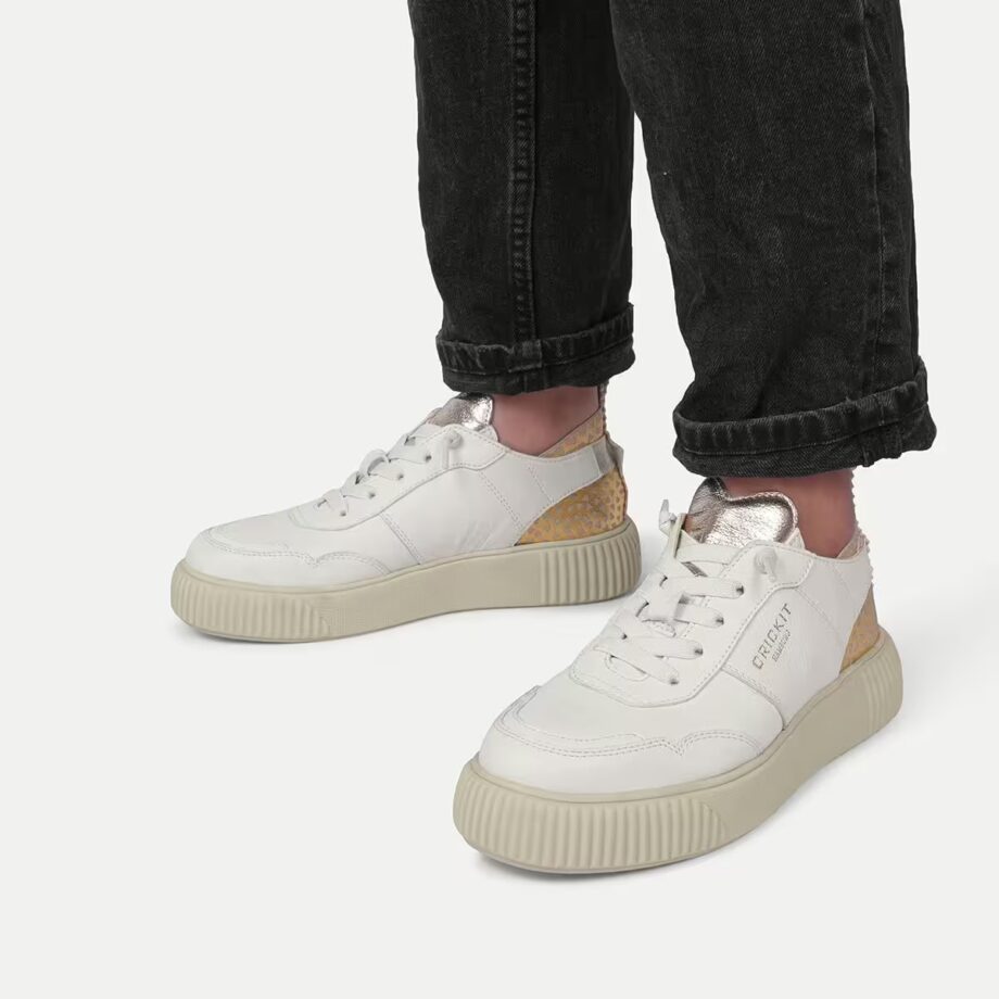 Crickit OAKLI Sneaker Turnschuh low mit Easy-In weiß Metallic mit Herzchen