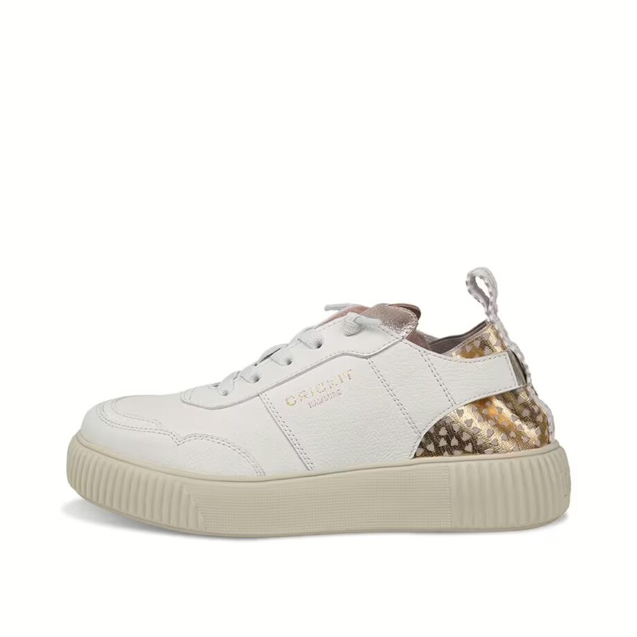 Crickit OAKLI Sneaker Turnschuh low mit Easy-In weiß Metallic mit Herzchen