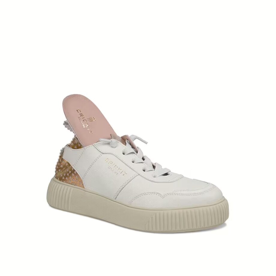 Crickit OAKLI Sneaker Turnschuh low mit Easy-In weiß Metallic mit Herzchen