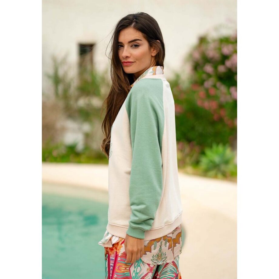 Miss Goodlife MG11335 Roundneck Sweater Raglan Namasté Strass – creme