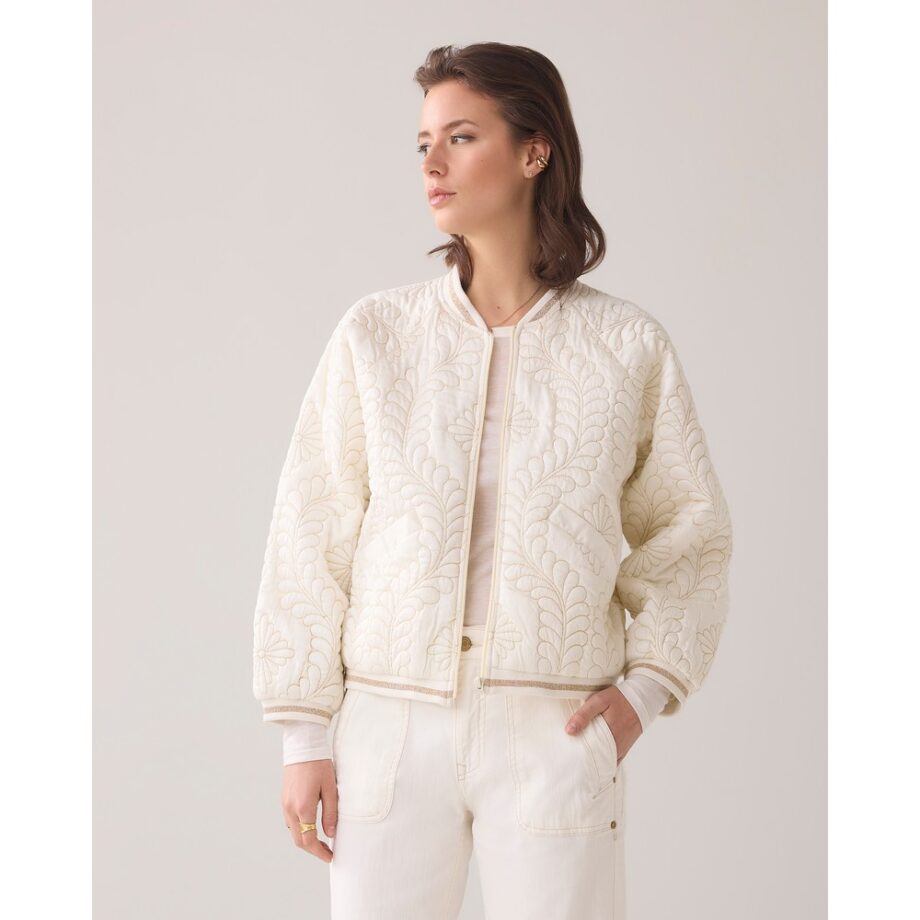 Summum 1S1204 Blouson gesteppte Bomberjacke aus Satin ivory