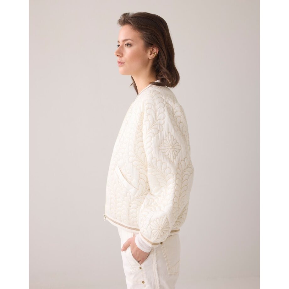 Summum 1S1204 Blouson gesteppte Bomberjacke aus Satin ivory