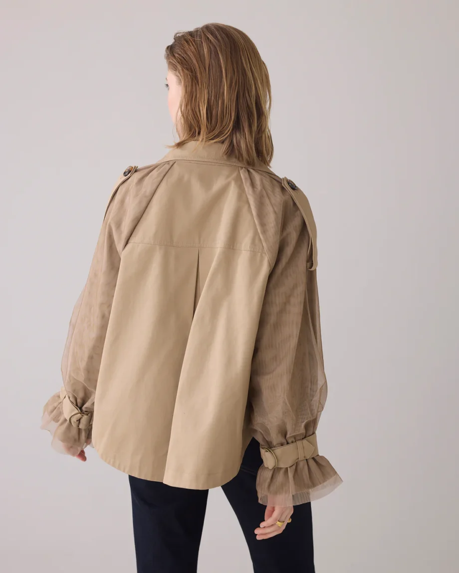 Summum 1S1220 Kurzer Trenchcoat mit Mesh-Ärmeln beige