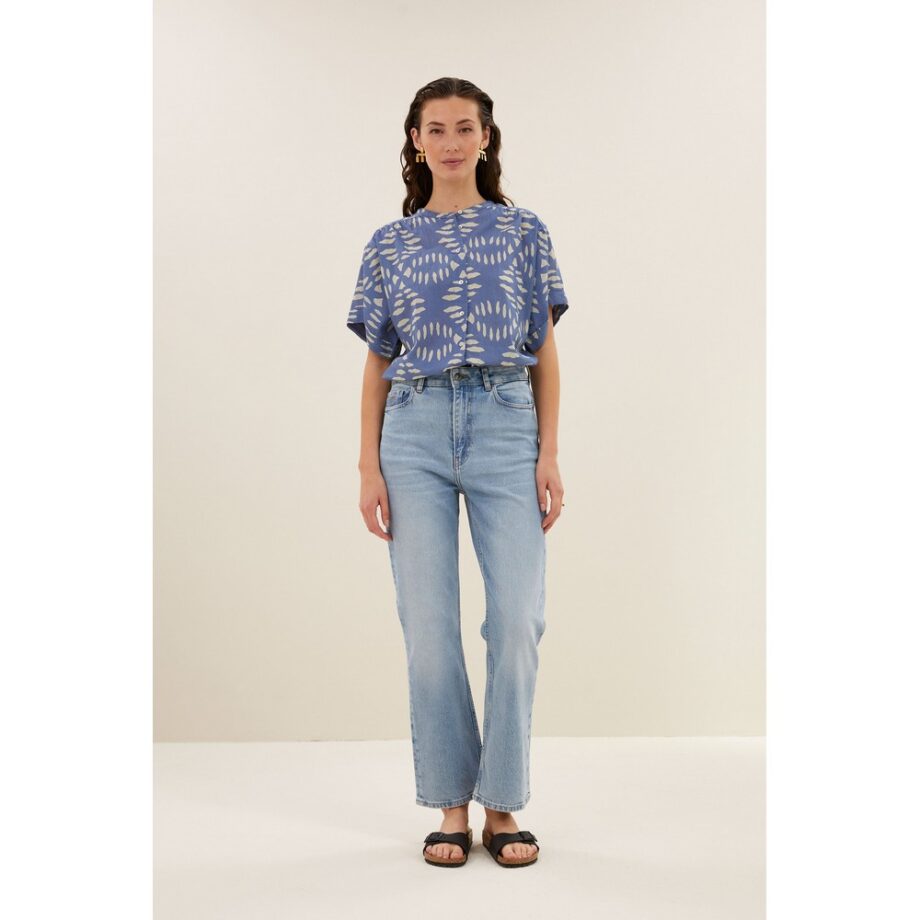 By-bar Amsterdam amber indigo blouse Bluse blue indigo print