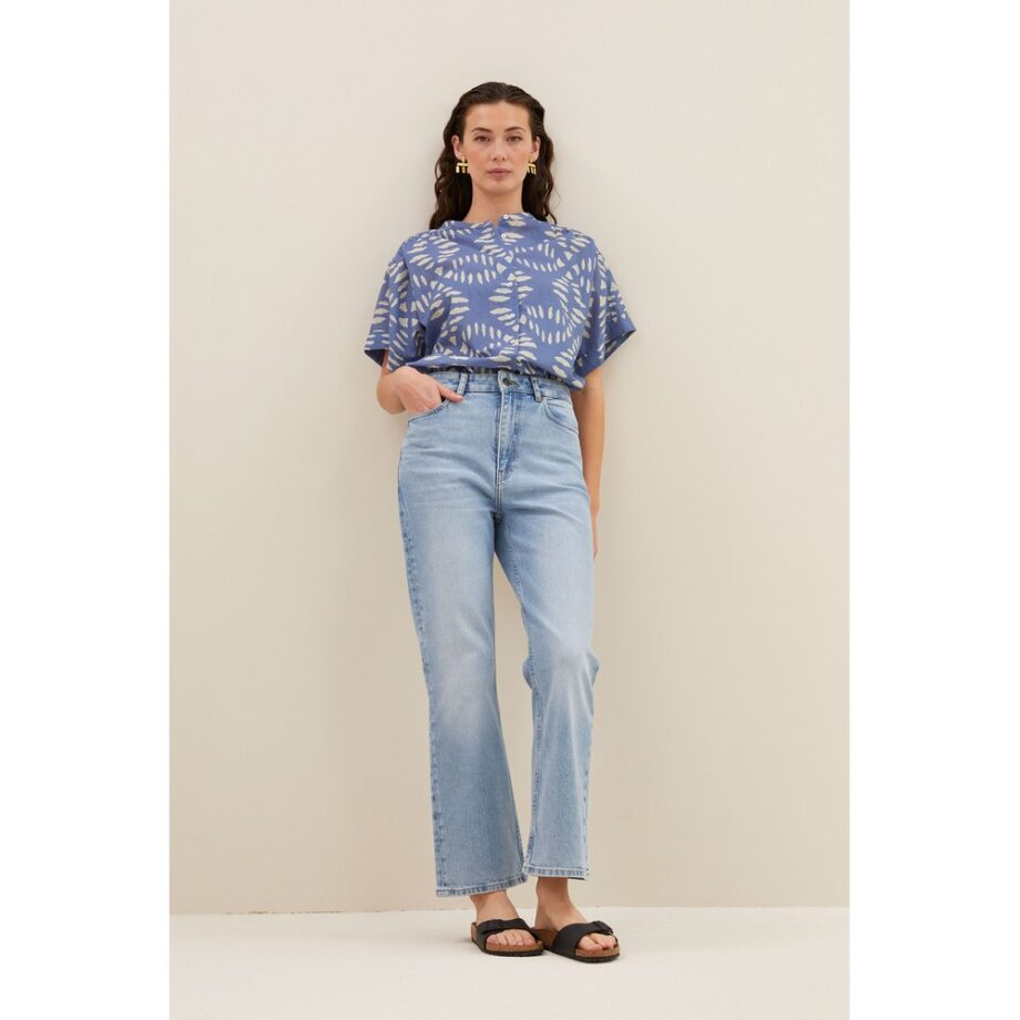 By-bar Amsterdam amber indigo blouse Bluse blue indigo print