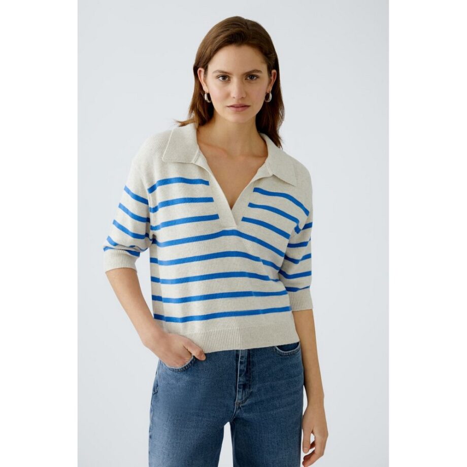 Oui 91933 Pullover - offwhite blue