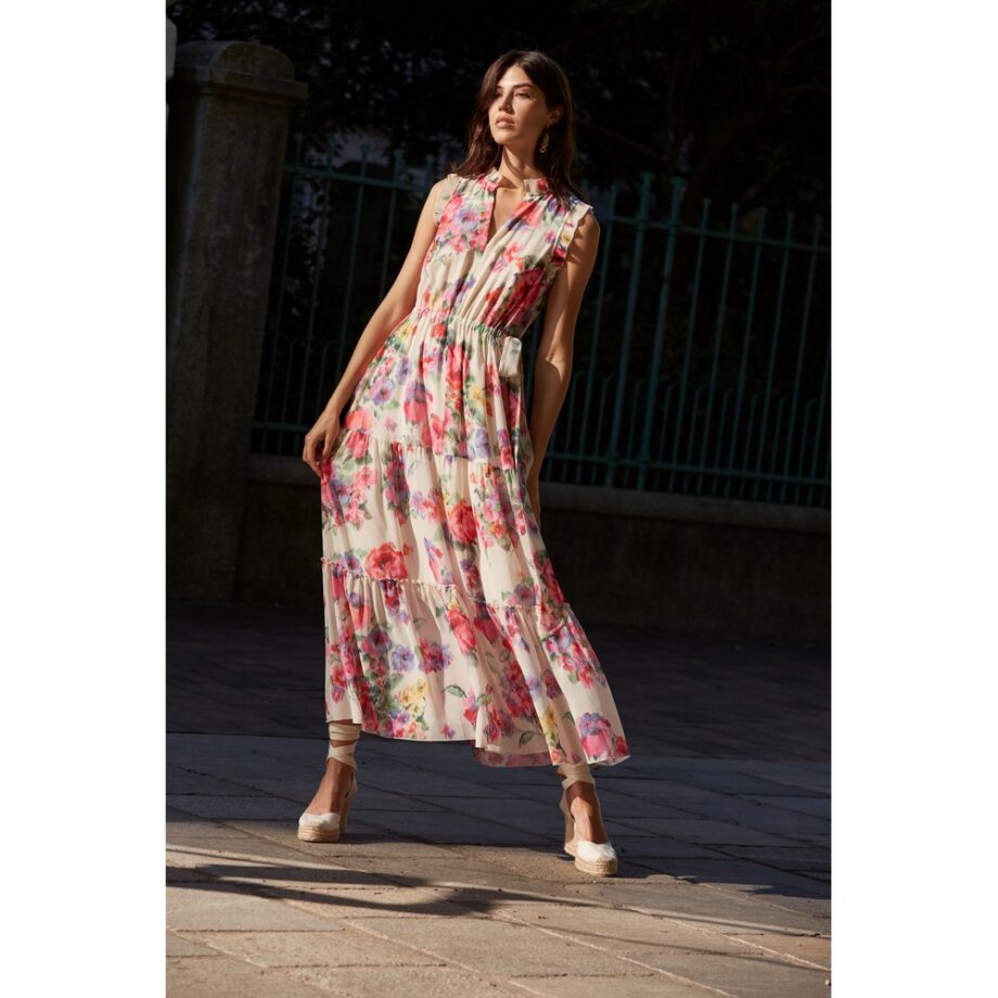 Oui 92857 Kleid pink green multi