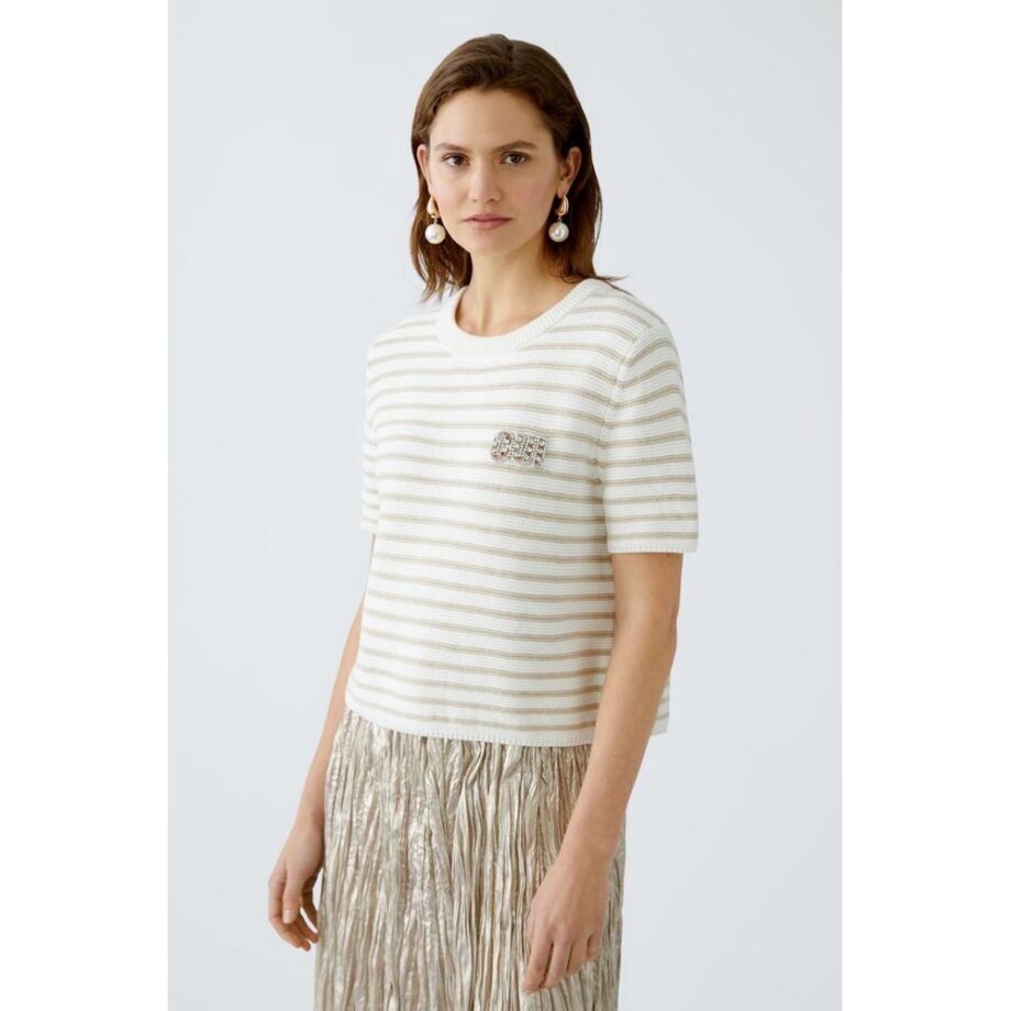 Oui 93311 Pullover white camel