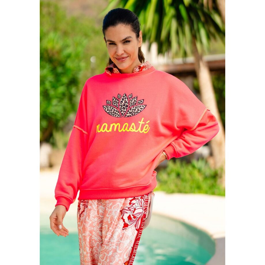 Miss Goodlife  MG11324 Roundneck Sweatshirt Namasté Leo neonpink neongelb