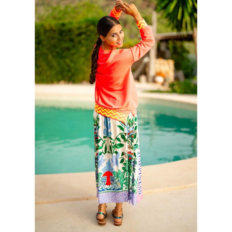 Miss Goodlife MG11374 Maxirock Skirt Green Garden multi