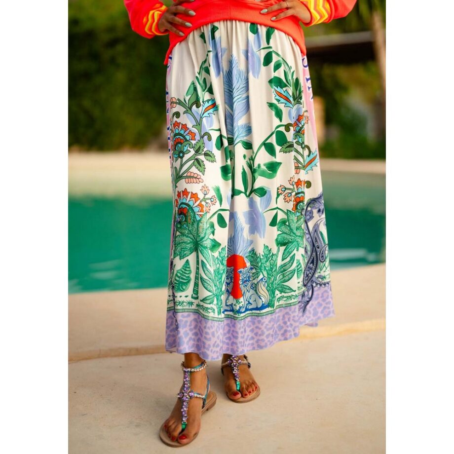 Miss Goodlife MG11374 Maxirock Skirt Green Garden multi
