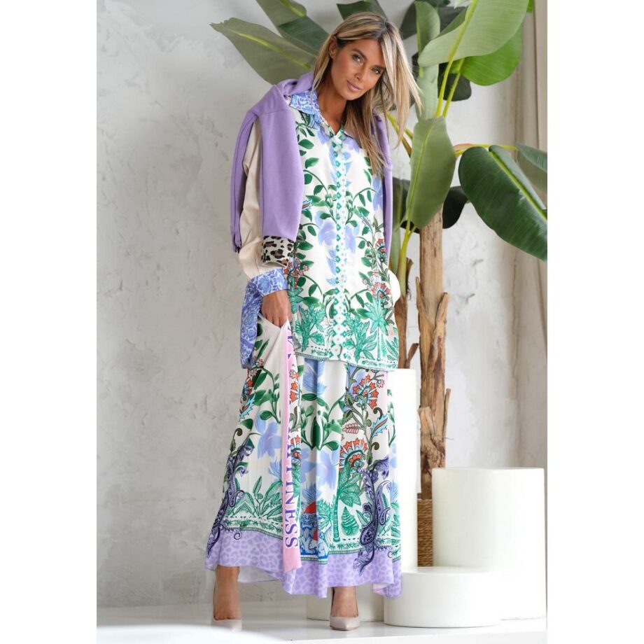 Miss Goodlife MG11374 Maxirock Skirt Green Garden multi