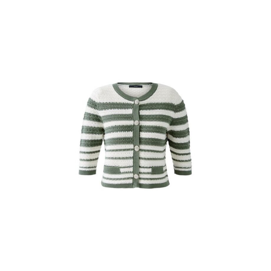 Oui 92846 Strickjacke white green