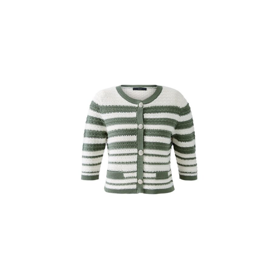 Oui 92846 Strickjacke white green