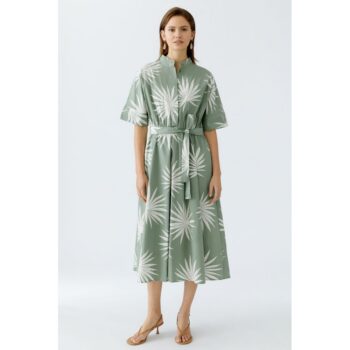 Oui 0092864-0631 Midikleid - green white