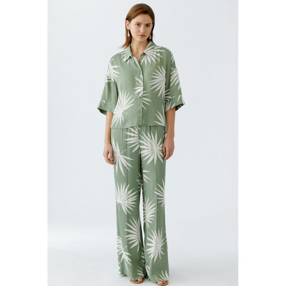 Oui 92929 Bluse green white