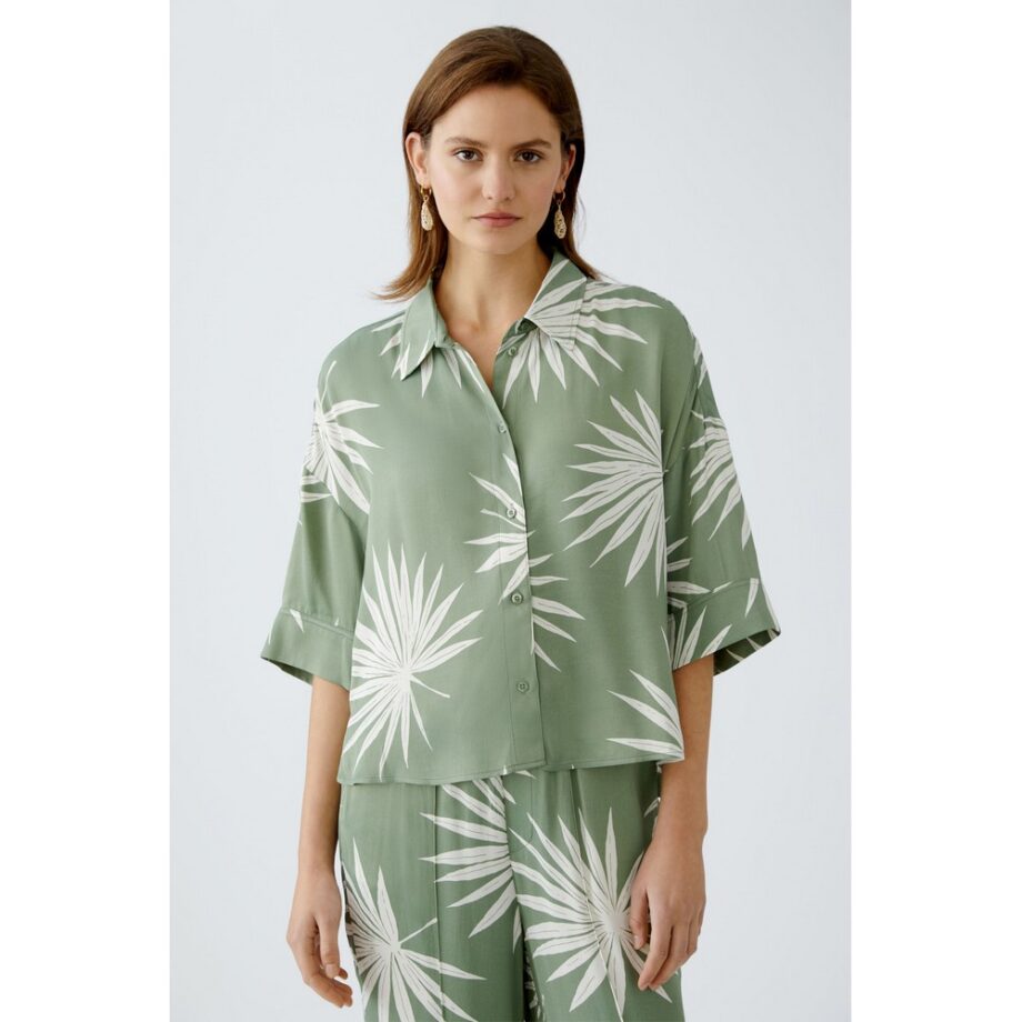 Oui 92929 Bluse green white