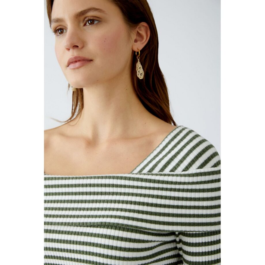 Oui 92956 Offshoulder Pullover khaki white
