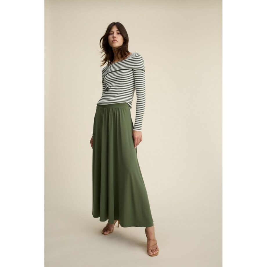 Oui 92956 Offshoulder Pullover khaki white