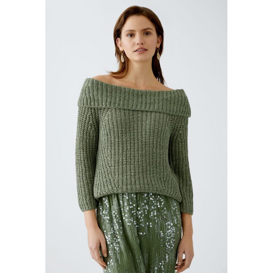 Oui 92958 Offshoulder Pullover sage