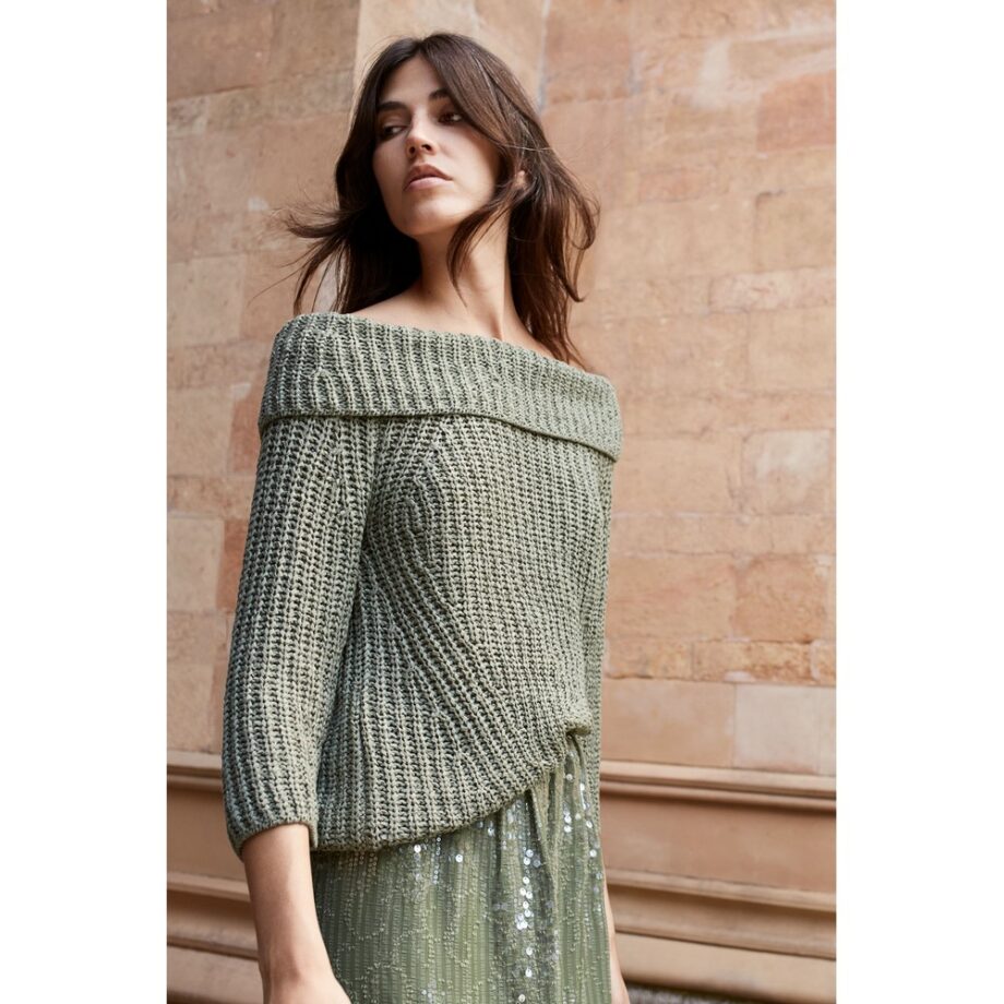 Oui 92958 Offshoulder Pullover sage