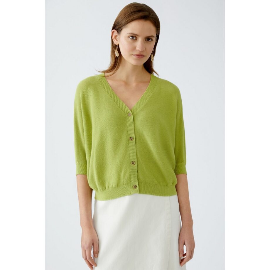 Oui 92976 Strickjacke pea green