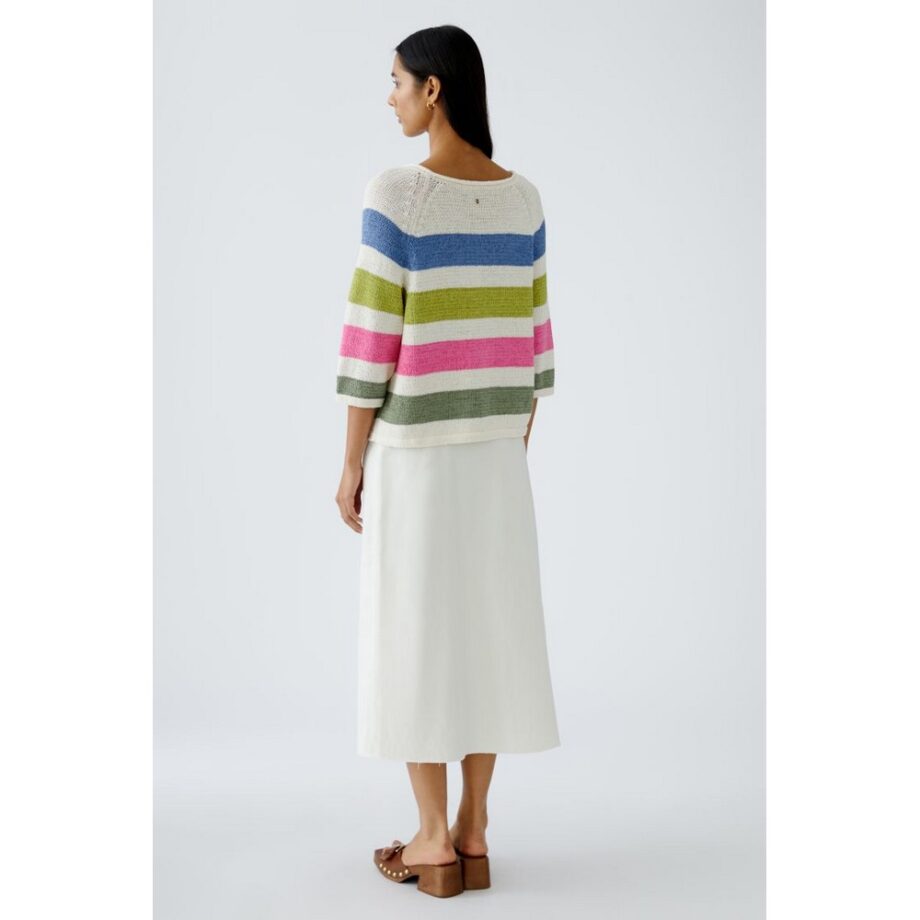 Oui 93522 Pullover white green multi